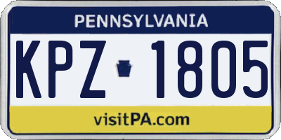 PA license plate KPZ1805