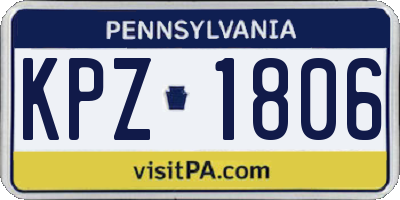 PA license plate KPZ1806