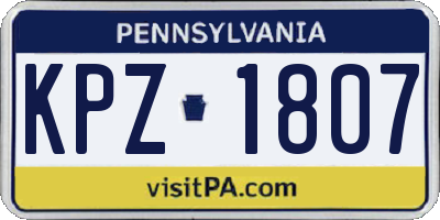 PA license plate KPZ1807