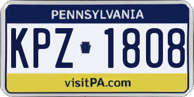 PA license plate KPZ1808
