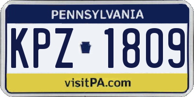 PA license plate KPZ1809