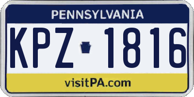 PA license plate KPZ1816