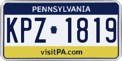 PA license plate KPZ1819