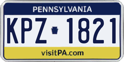 PA license plate KPZ1821