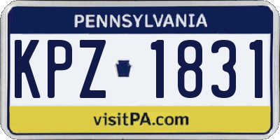 PA license plate KPZ1831