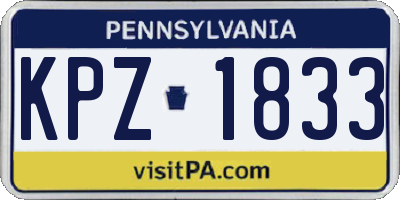 PA license plate KPZ1833