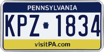 PA license plate KPZ1834