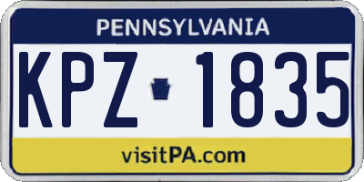 PA license plate KPZ1835