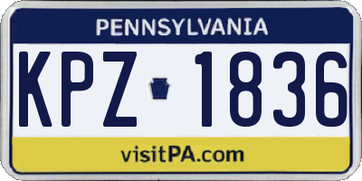 PA license plate KPZ1836