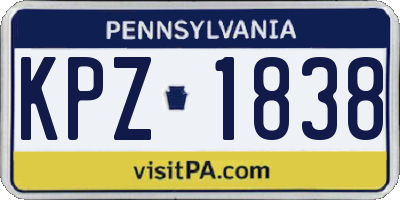 PA license plate KPZ1838