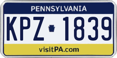 PA license plate KPZ1839