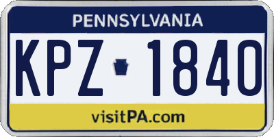 PA license plate KPZ1840
