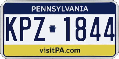 PA license plate KPZ1844