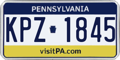 PA license plate KPZ1845