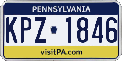 PA license plate KPZ1846