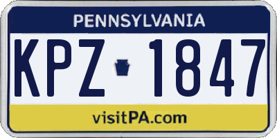 PA license plate KPZ1847