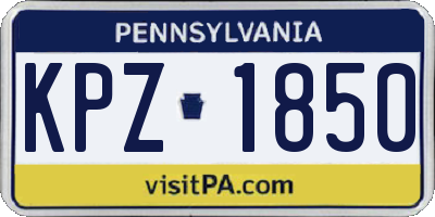 PA license plate KPZ1850