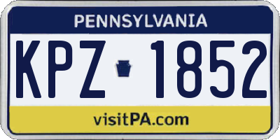 PA license plate KPZ1852