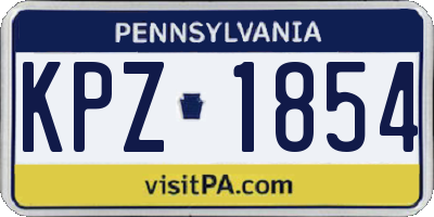 PA license plate KPZ1854