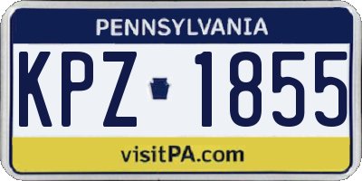 PA license plate KPZ1855
