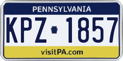 PA license plate KPZ1857