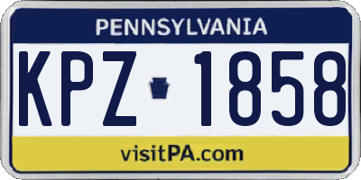 PA license plate KPZ1858