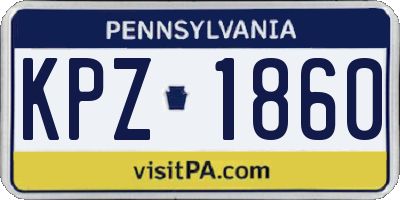 PA license plate KPZ1860