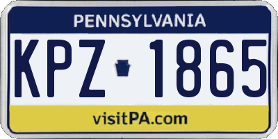 PA license plate KPZ1865