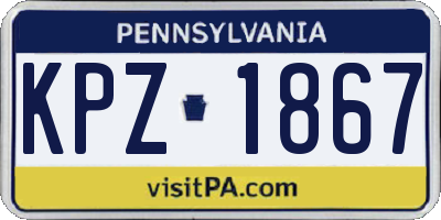 PA license plate KPZ1867