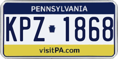 PA license plate KPZ1868