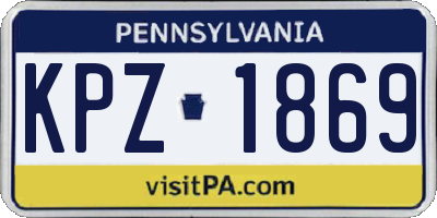 PA license plate KPZ1869