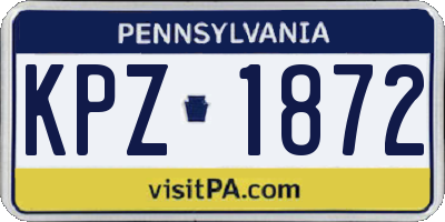PA license plate KPZ1872