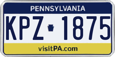 PA license plate KPZ1875