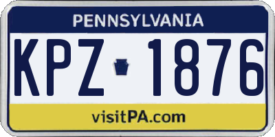 PA license plate KPZ1876