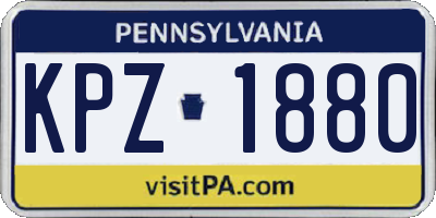 PA license plate KPZ1880