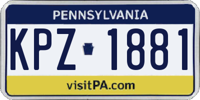 PA license plate KPZ1881