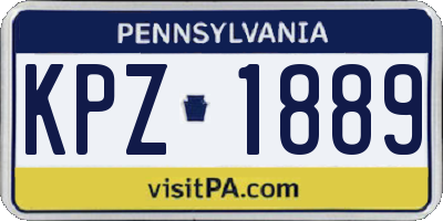 PA license plate KPZ1889
