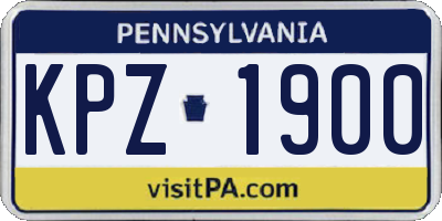 PA license plate KPZ1900