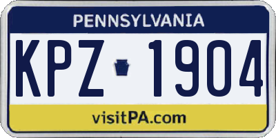 PA license plate KPZ1904