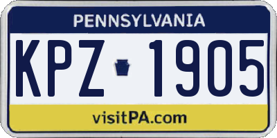 PA license plate KPZ1905