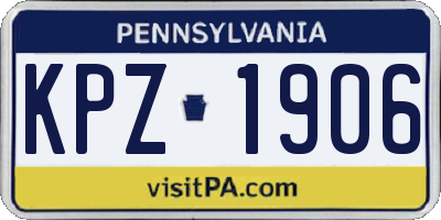 PA license plate KPZ1906