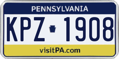 PA license plate KPZ1908