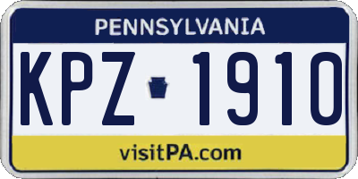 PA license plate KPZ1910