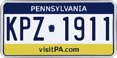 PA license plate KPZ1911