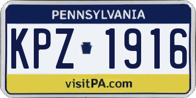 PA license plate KPZ1916