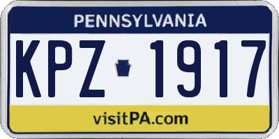 PA license plate KPZ1917