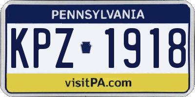 PA license plate KPZ1918