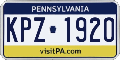 PA license plate KPZ1920