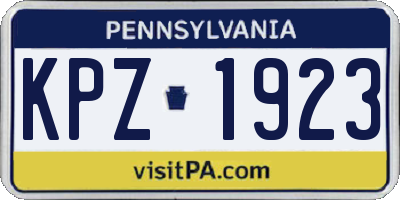 PA license plate KPZ1923