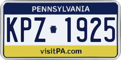 PA license plate KPZ1925